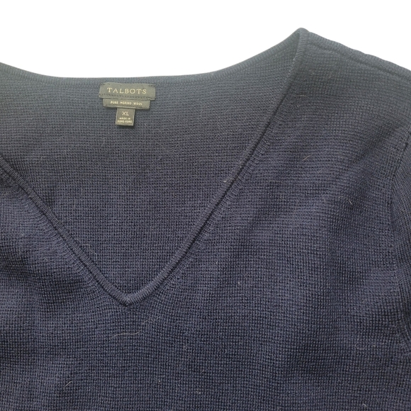 TALBOTS SOFT MERINO V-NECK SWEATERDRESS Navy Size XL - Picture 4 of 7